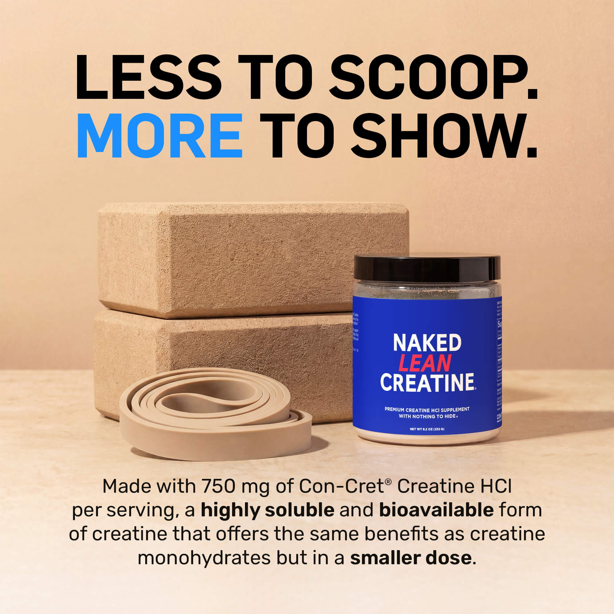Creatine HCl Powder - Unflavored Made for Quick Mixing Around Workouts