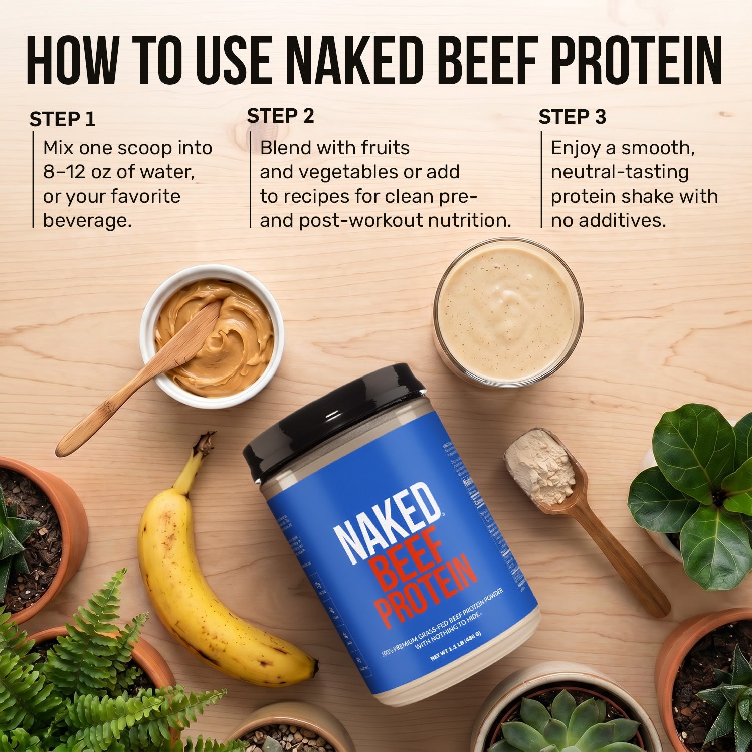 Beef Protein Powder - Unflavored Made for Shakes, Smoothies and Recipes