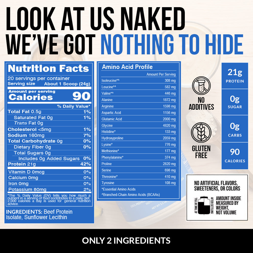 Beef Protein Powder - Unflavored Made for Shakes, Smoothies and Recipes