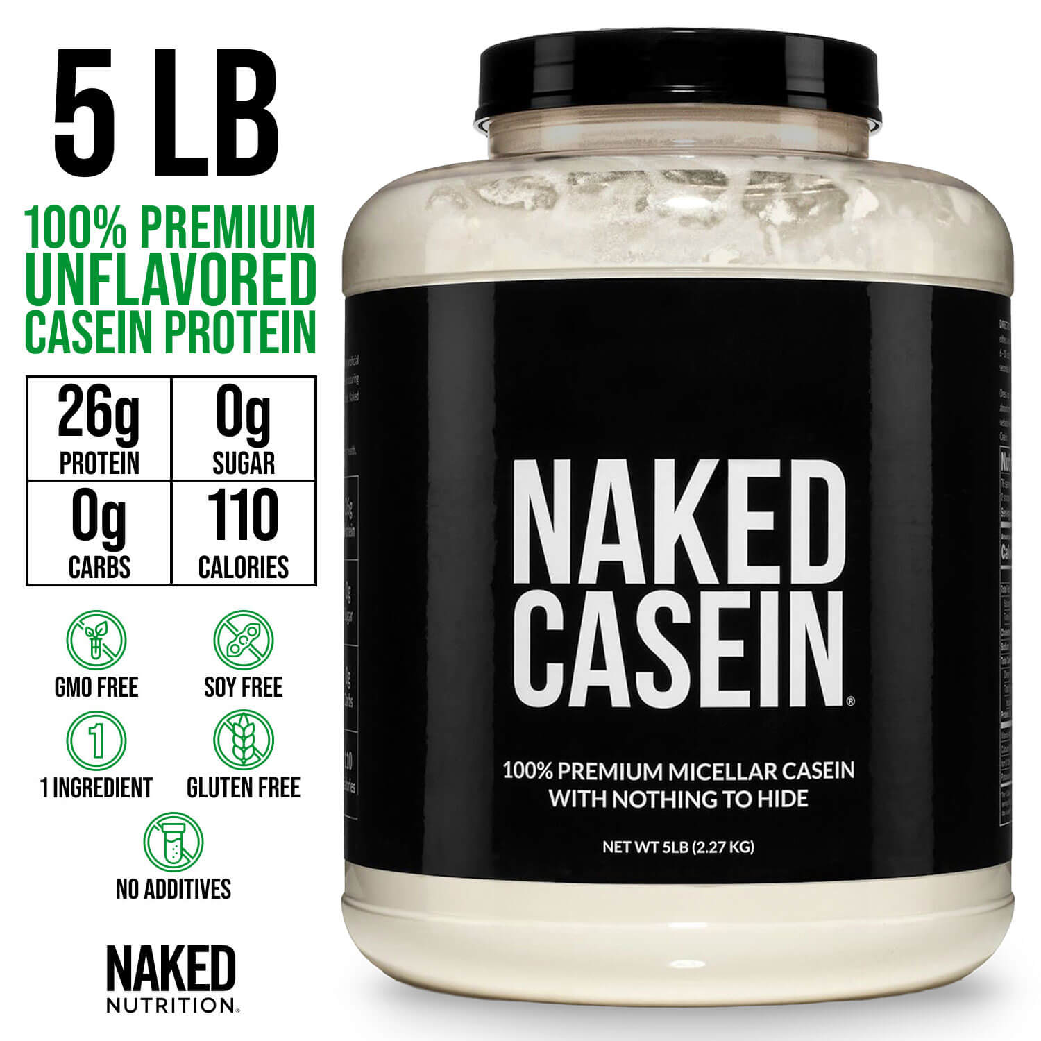 Micellar Casein Protein Powder - Unflavored - Value Size Made for Shakes, Smoothies and Recipes
