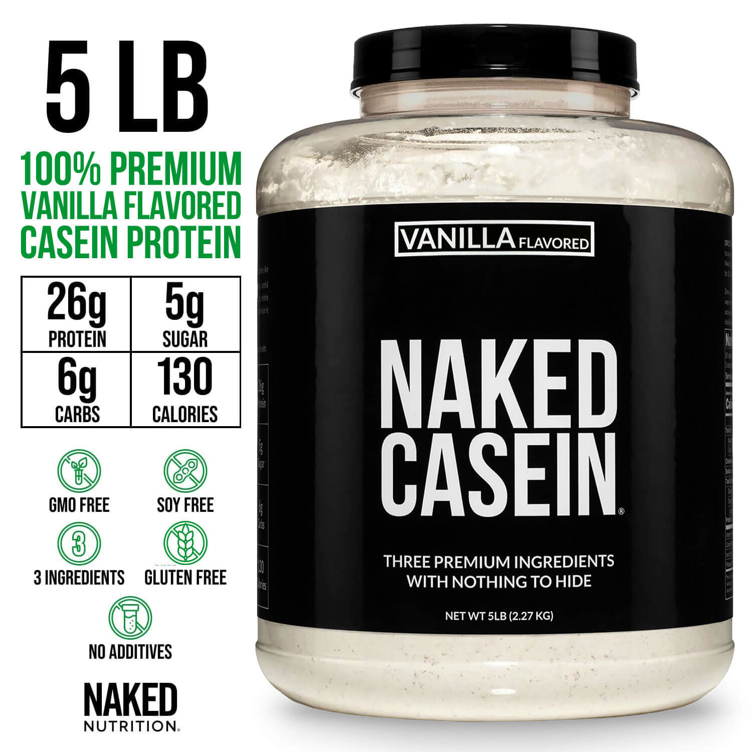Vanilla Casein Protein Powder - Vanilla - Value Size Made for Shakes, Smoothies and Recipes