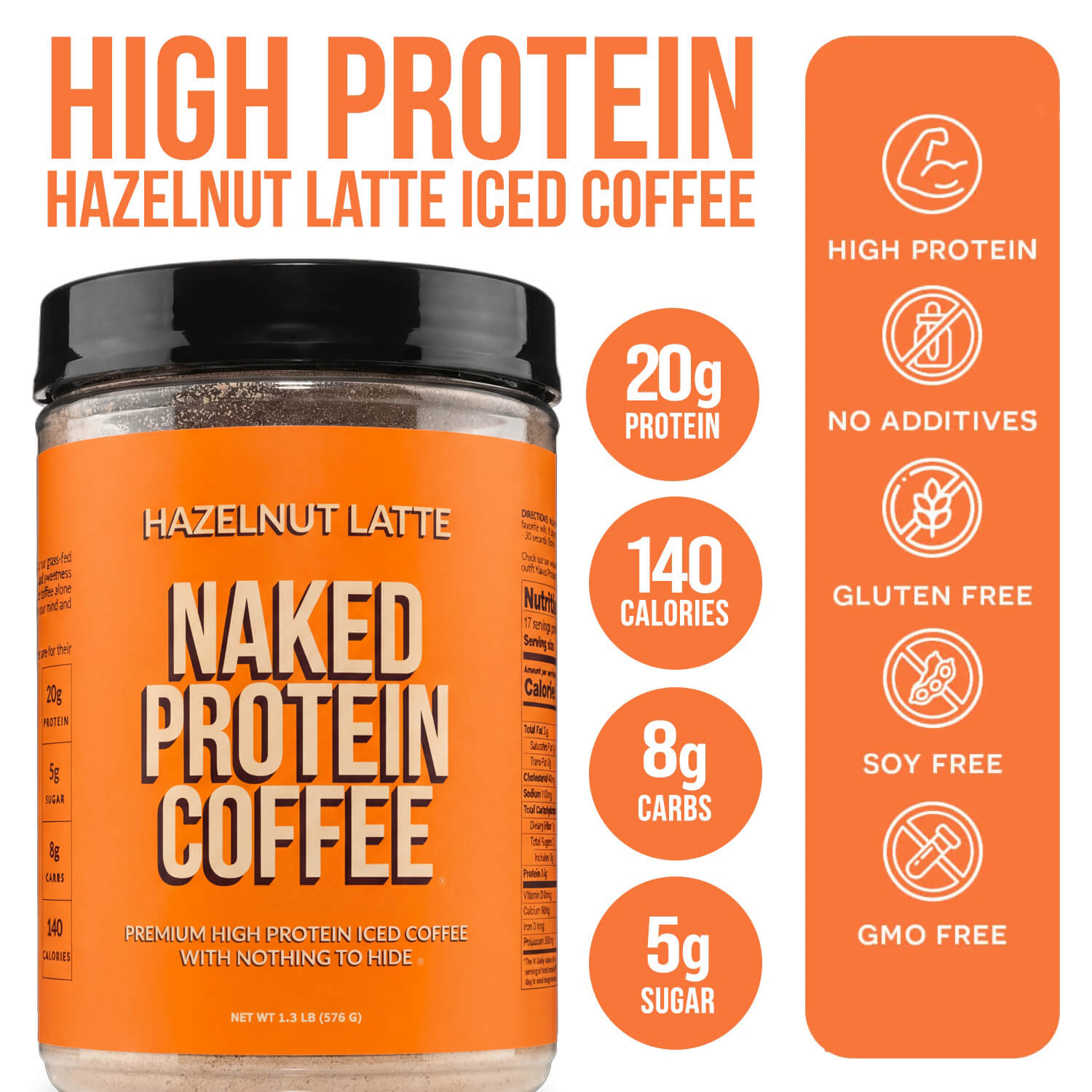 Hazelnut Latte Protein Iced Coffee - Hazelnut Latte Made for Quick Coffee - Based Protein Drinks