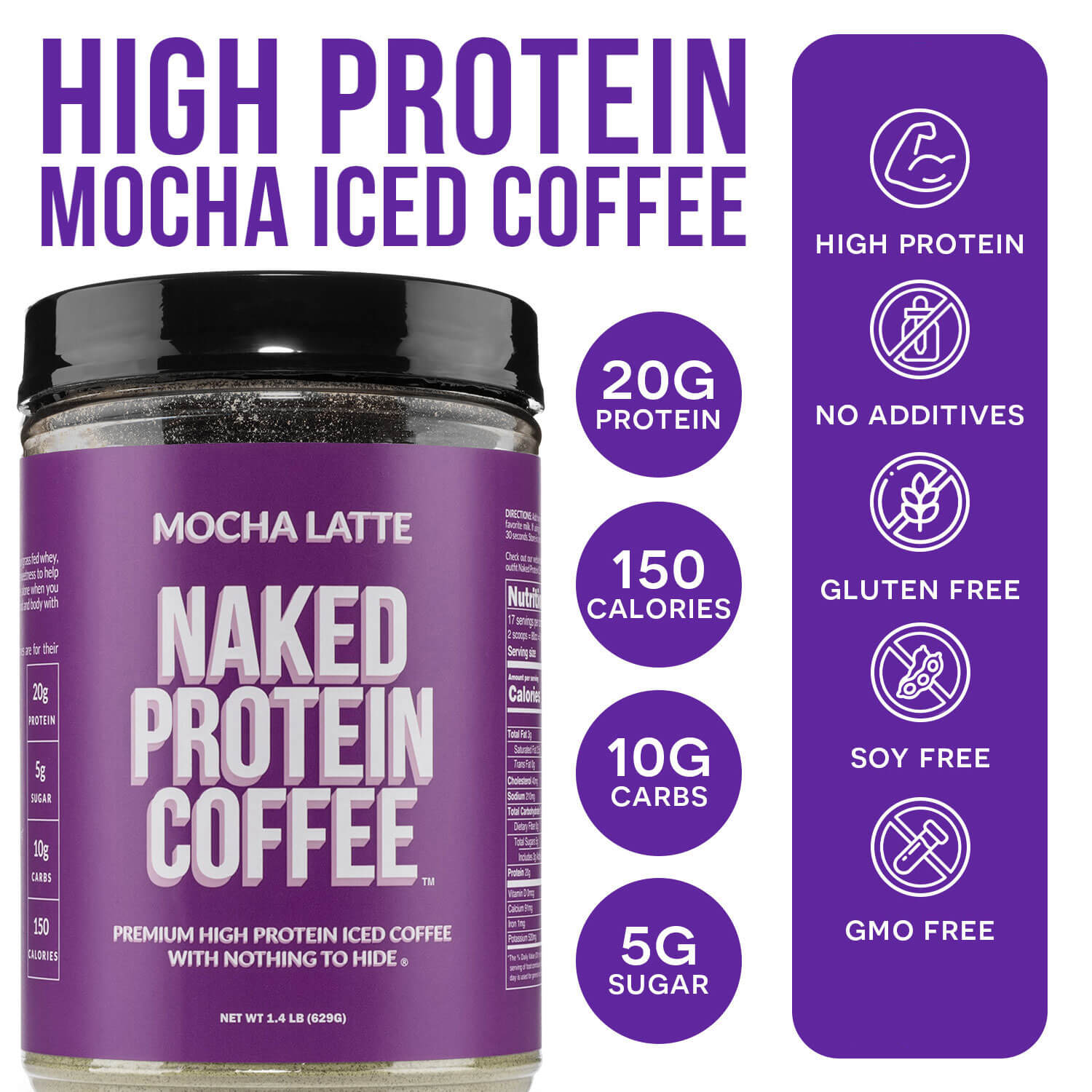 Mocha Latte Protein Iced Coffee - Mocha Latte Made for Quick Coffee - Based Protein Drinks