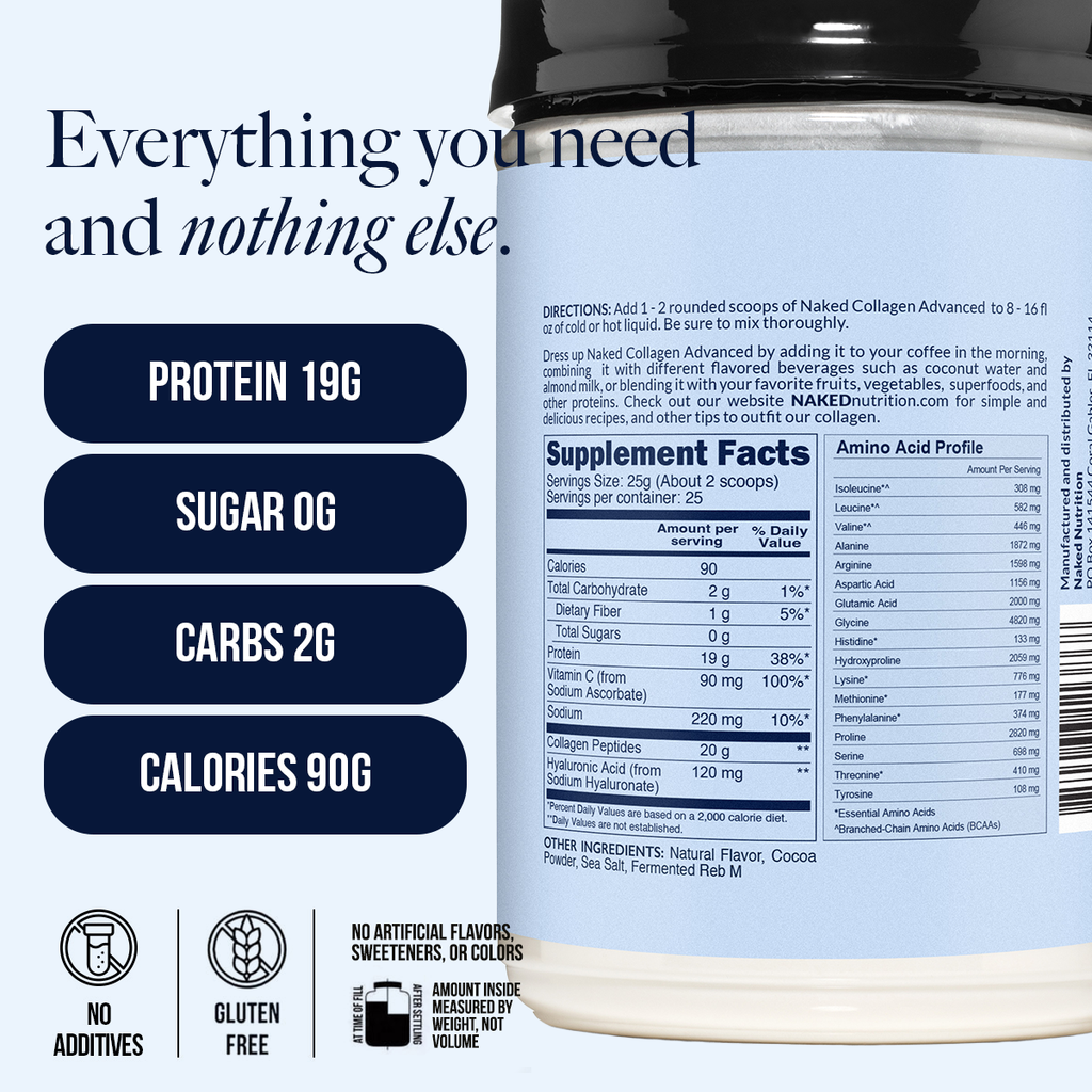 Chocolate Collagen Peptides with Hyaluronic Acid - Chocolate Advanced Collagen Peptides Made for Flexible Routines
