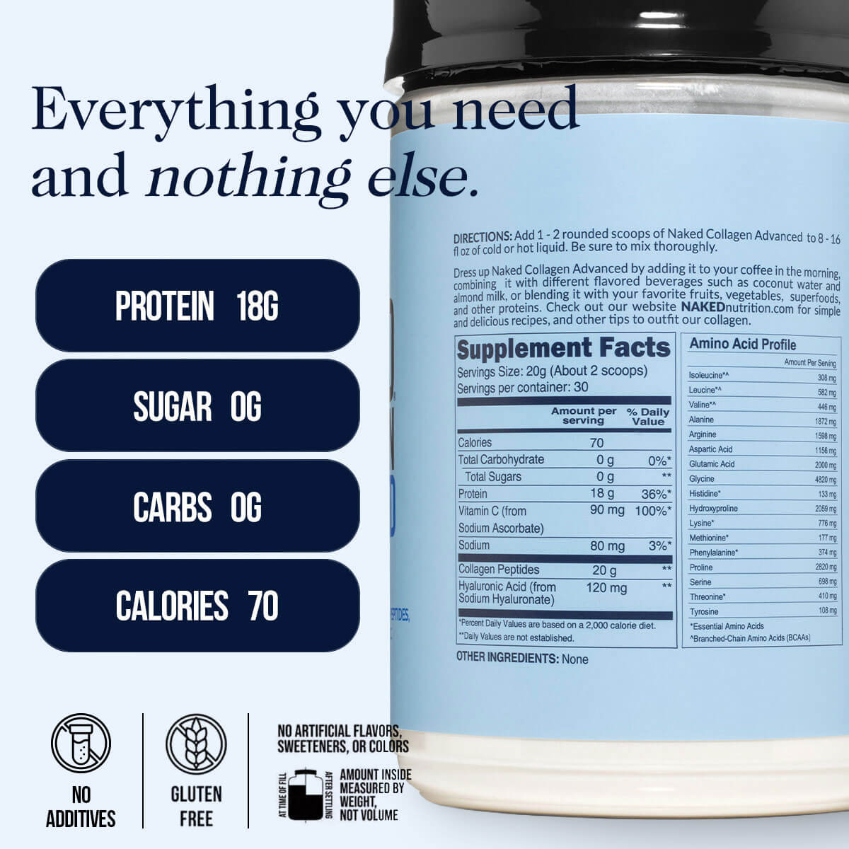 Collagen Peptides with Hyaluronic Acid - Advanced Collagen Peptides Made for Convenient Daily Collagen Use