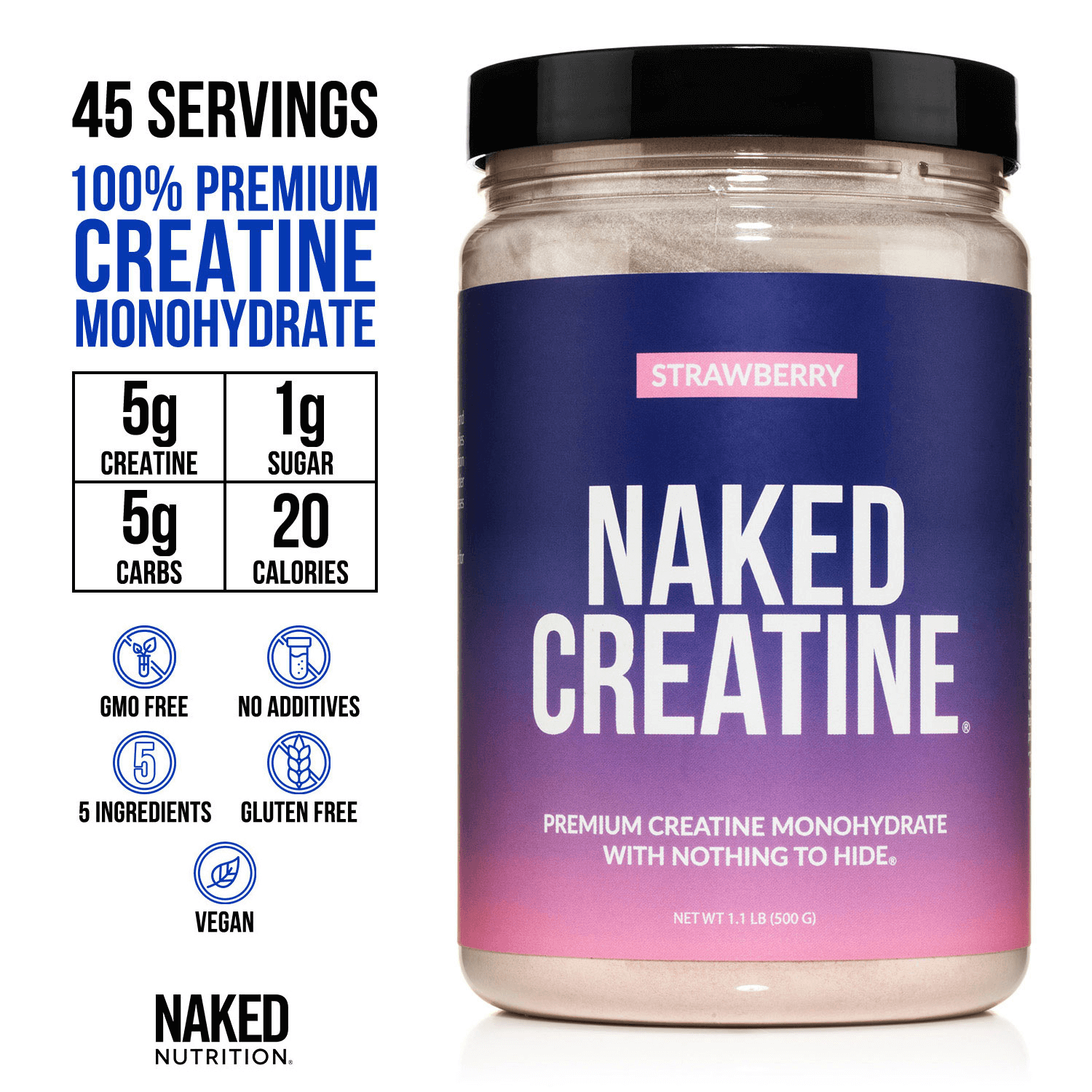 Strawberry Creatine Monohydrate Powder - Strawberry Made for Quick Mixing Around Workouts