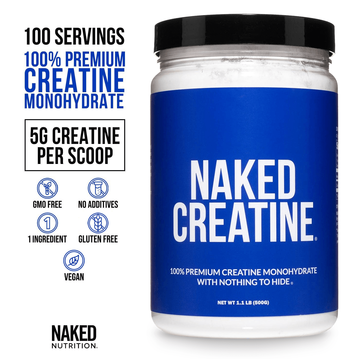 Creatine Monohydrate Powder - Unflavored - Standard Size Made for Quick Mixing Around Workouts