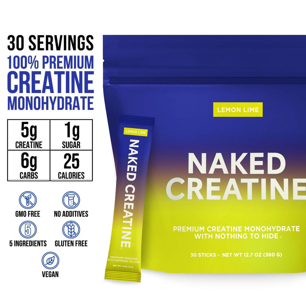 Lemon Lime Creatine Travel Packs - Lemon Lime Sticks Made for Quick Mixing Around Workouts