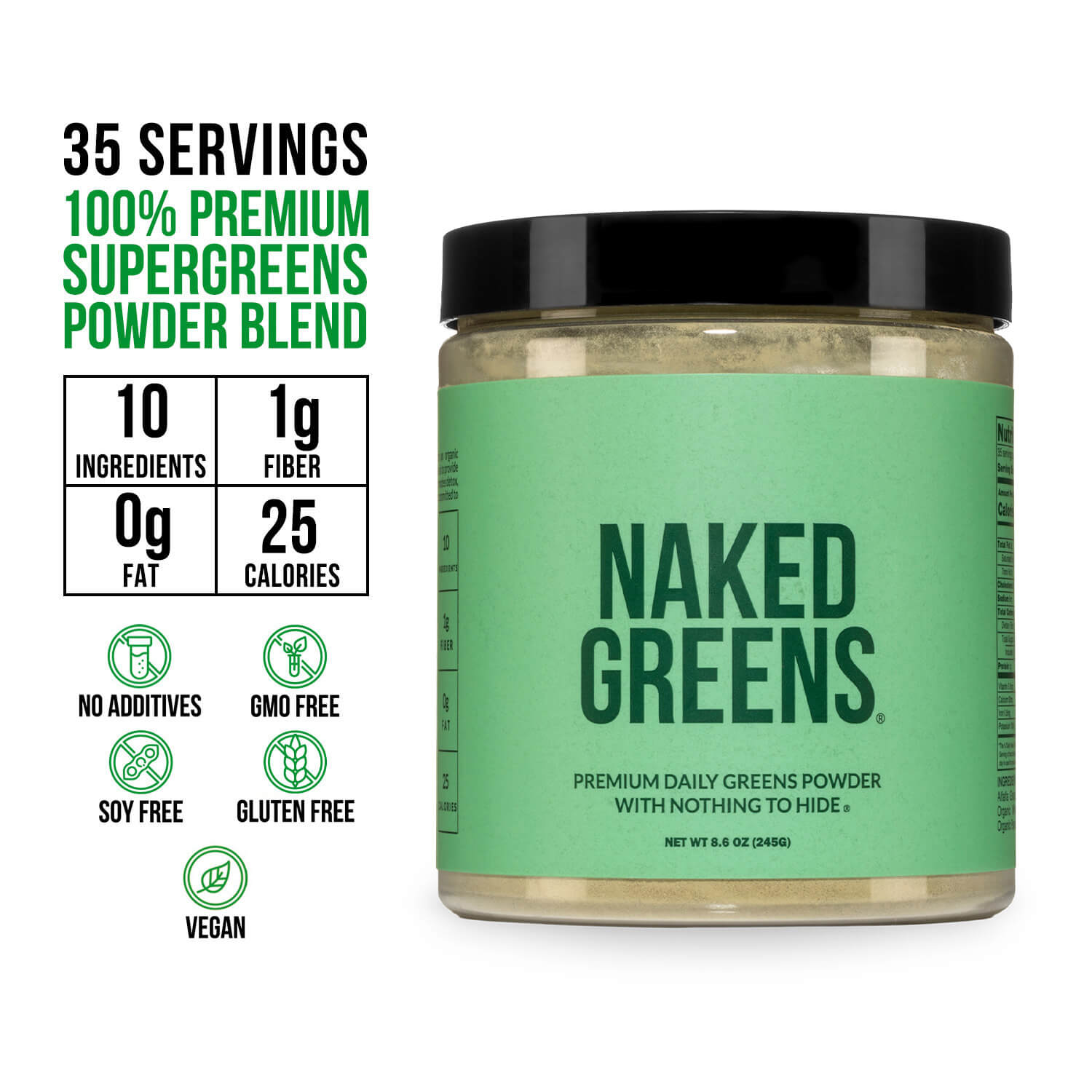 Organic Greens, Prebiotic and Probiotic Powder Made for Flexible Home or Travel Use