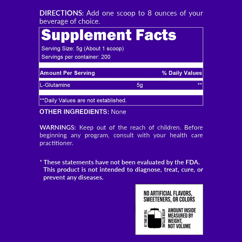 Glutamine Powder - 2.2LB Made for Quick Mixing Around Workouts