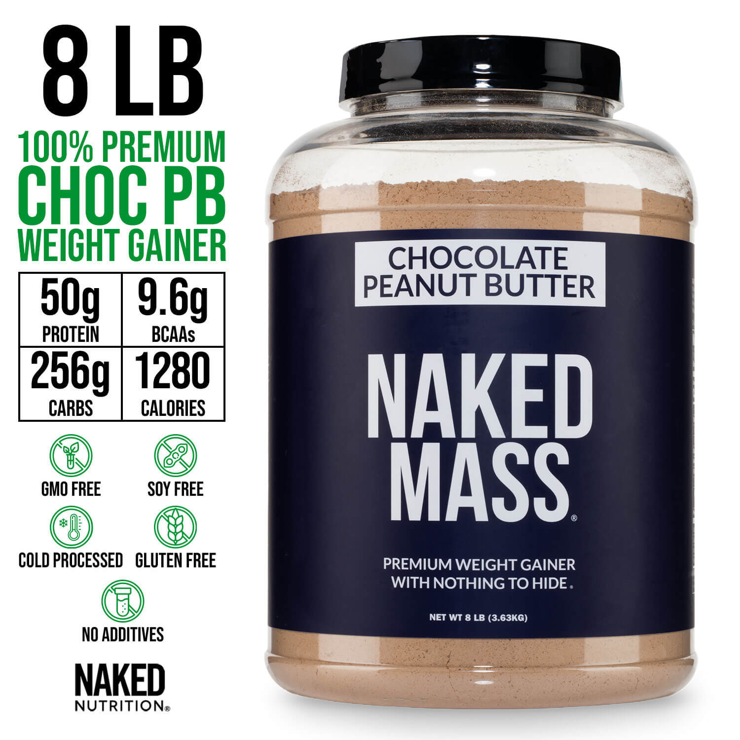 Chocolate Peanut Butter Mass Gainer Protein Supplement - Chocolate PB for Straightforward High - Calorie Nutrition