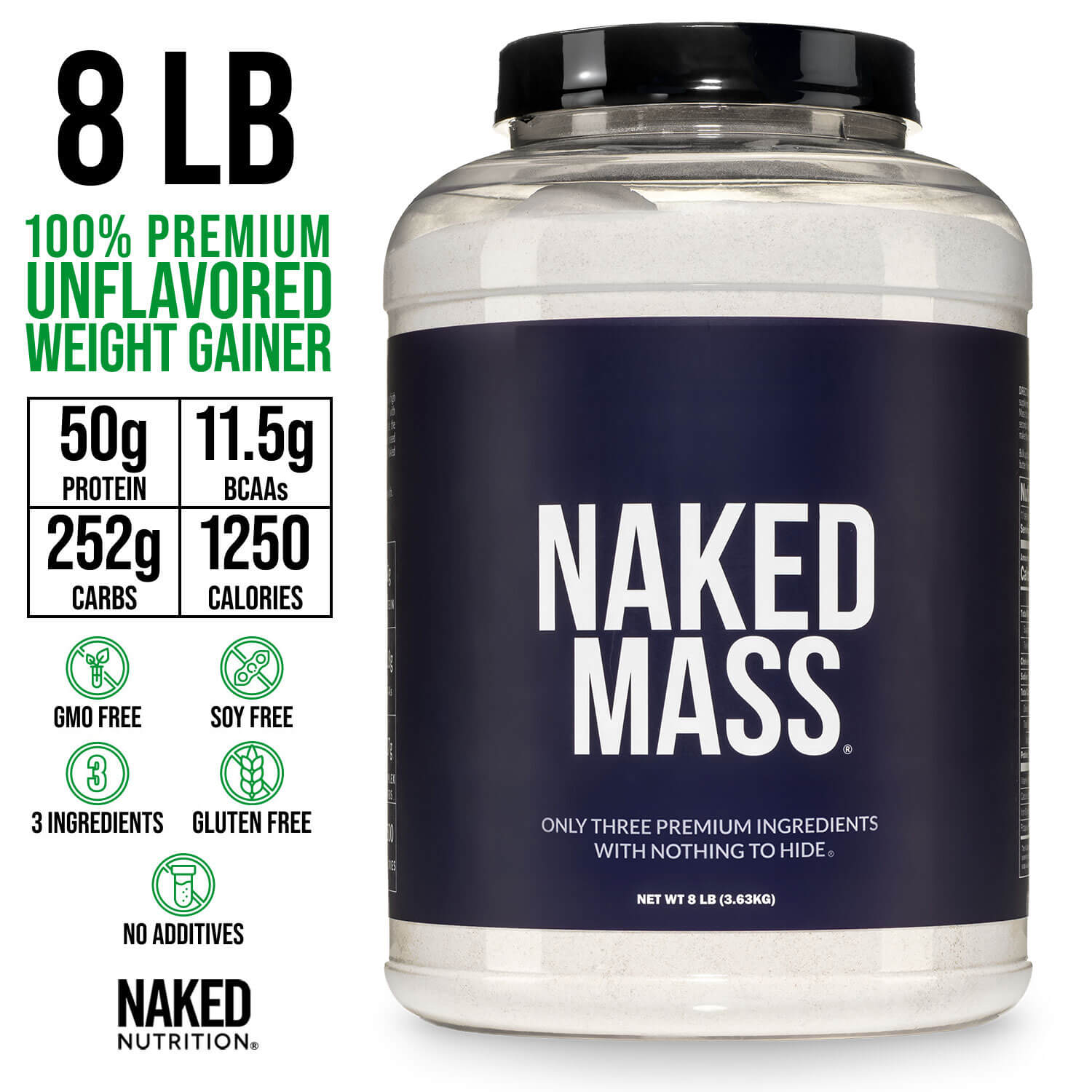 Mass Gainer Protein Supplement - Unflavored for Straightforward High - Calorie Nutrition