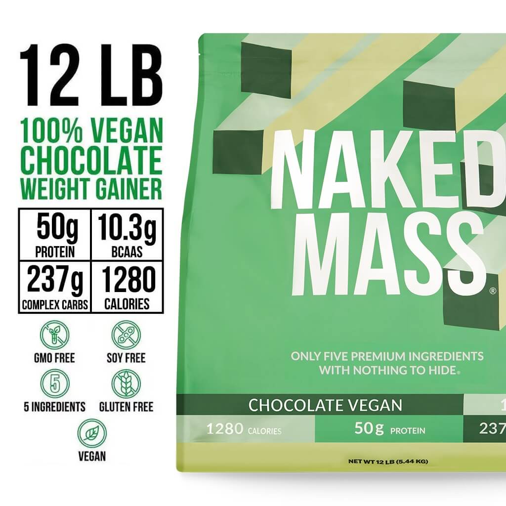 Chocolate Vegan Mass Gainer Supplement - Chocolate (Vegan) 12LB for Straightforward High - Calorie Nutrition