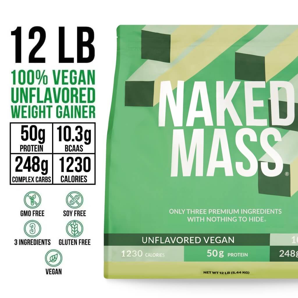 Vegan Mass Gainer Supplement - Unflavored (Vegan) 12LB for Straightforward High - Calorie Nutrition