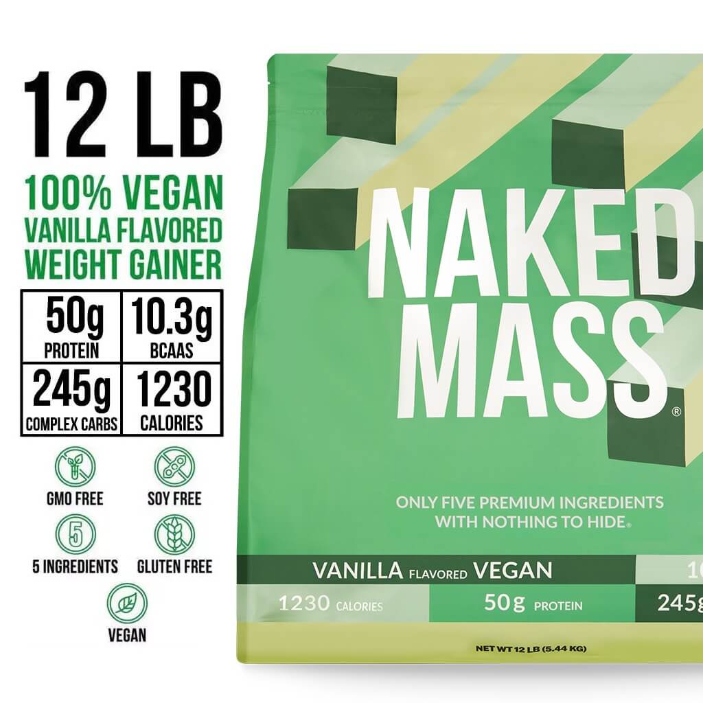 Vanilla Vegan Mass Gainer Supplement - Vanilla (Vegan) 12LB for Straightforward High - Calorie Nutrition