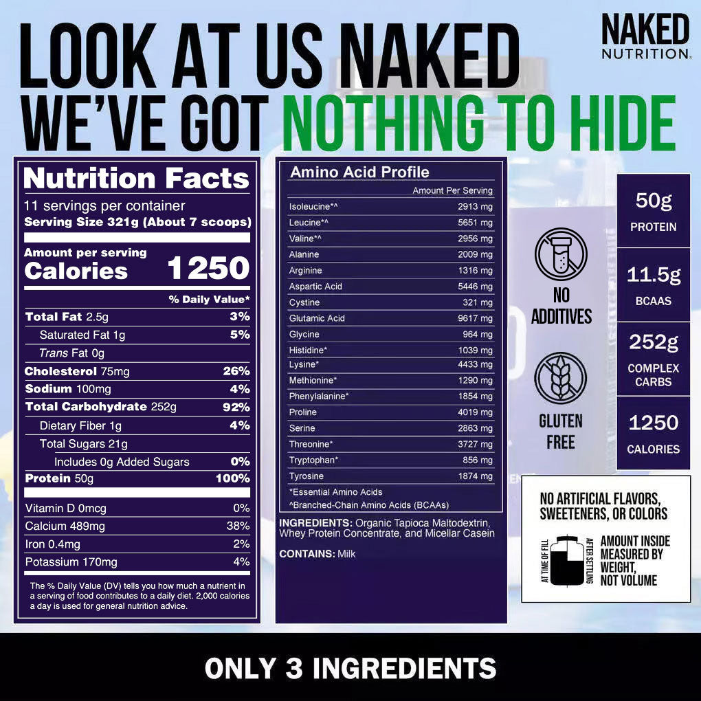 Mass Gainer Protein Supplement - Unflavored for Straightforward High - Calorie Nutrition