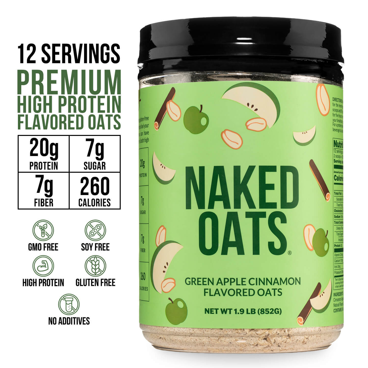 Green Apple Cinnamon Protein Oats - Green Apple Cinnamon for Simple Oatmeal and Breakfast Routines