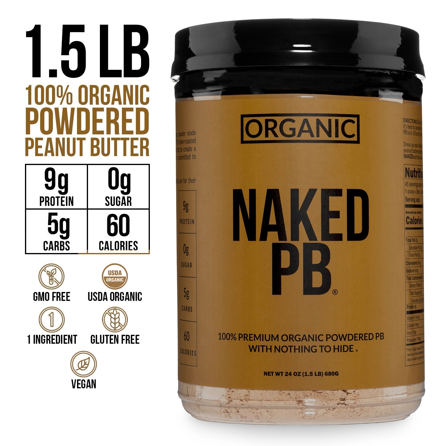 Organic Powdered Peanut Butter - Organic Made for Shakes, Smoothies and Recipes