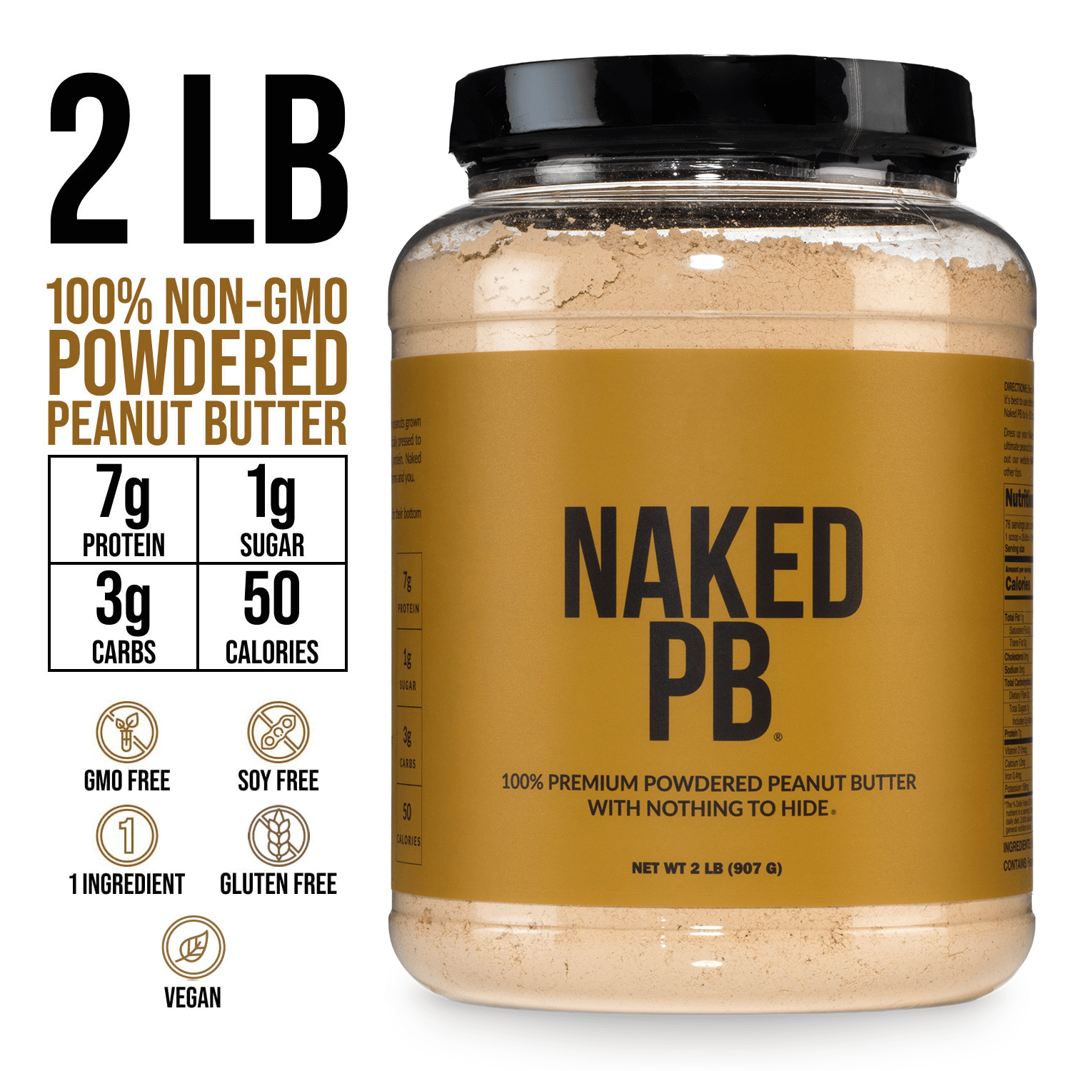Powdered Peanut Butter - PB - 2 LB Made for Shakes, Smoothies and Recipes