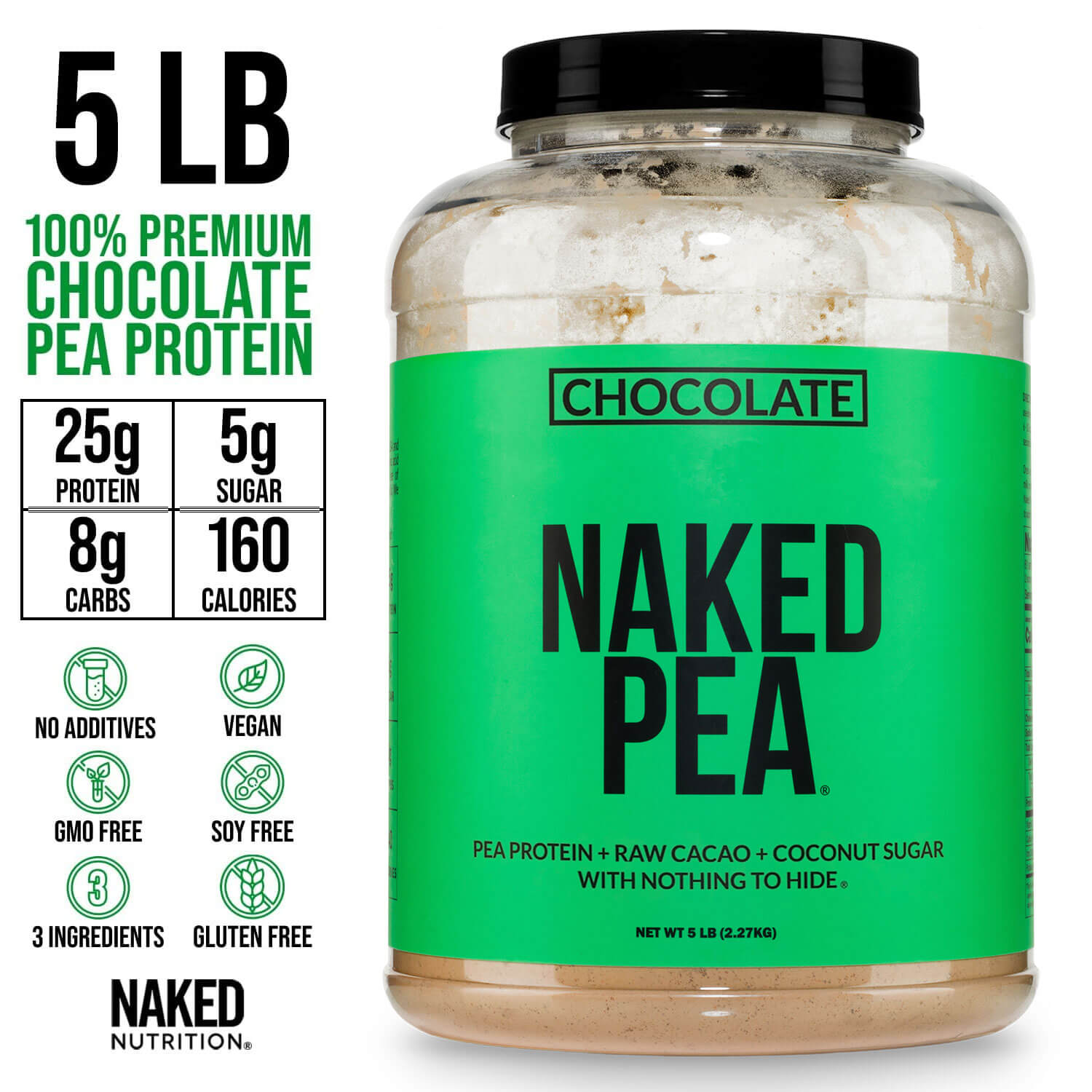 Chocolate Pea Protein Powder - Chocolate - Bulk Size Made for Shakes, Smoothies and Recipes