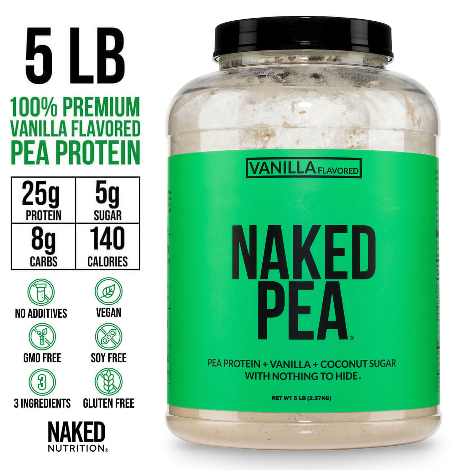 Vanilla Pea Protein Powder - Vanilla - Bulk Size Made for Shakes, Smoothies and Recipes