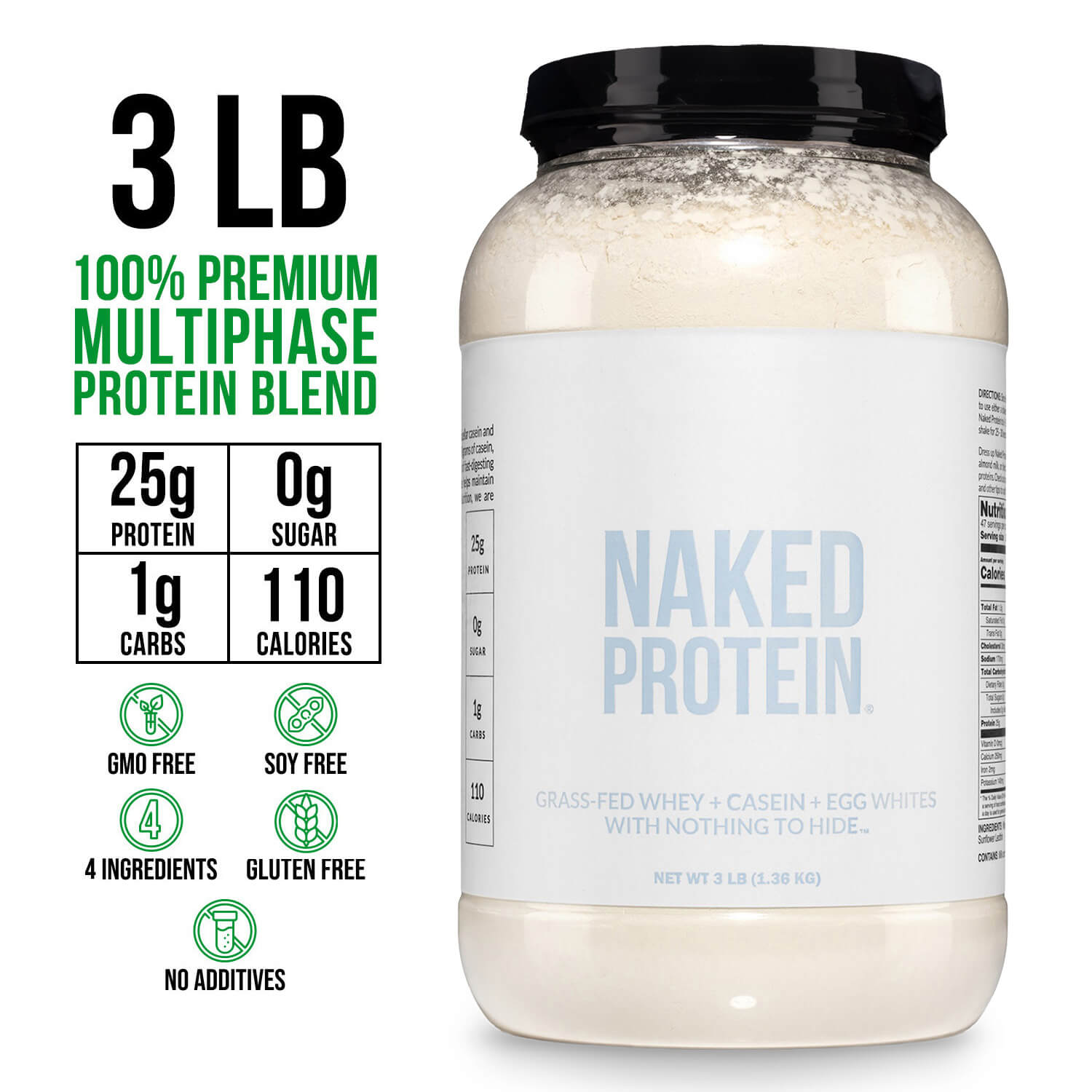 Protein Powder Blend - 3LB Egg Whey and Casein Protein Blend - 3LB Made for Shakes, Smoothies and Recipes