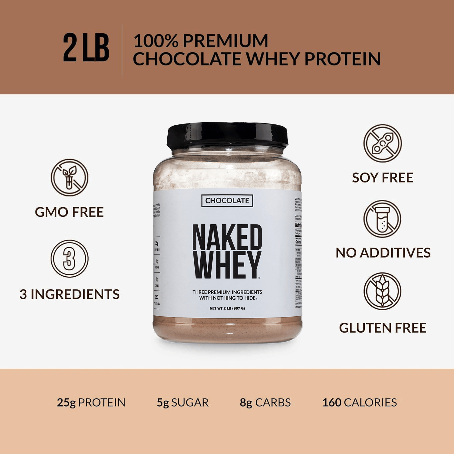 Chocolate Whey Protein Powder - Chocolate - Standard Size Made for Shakes, Smoothies and Recipes