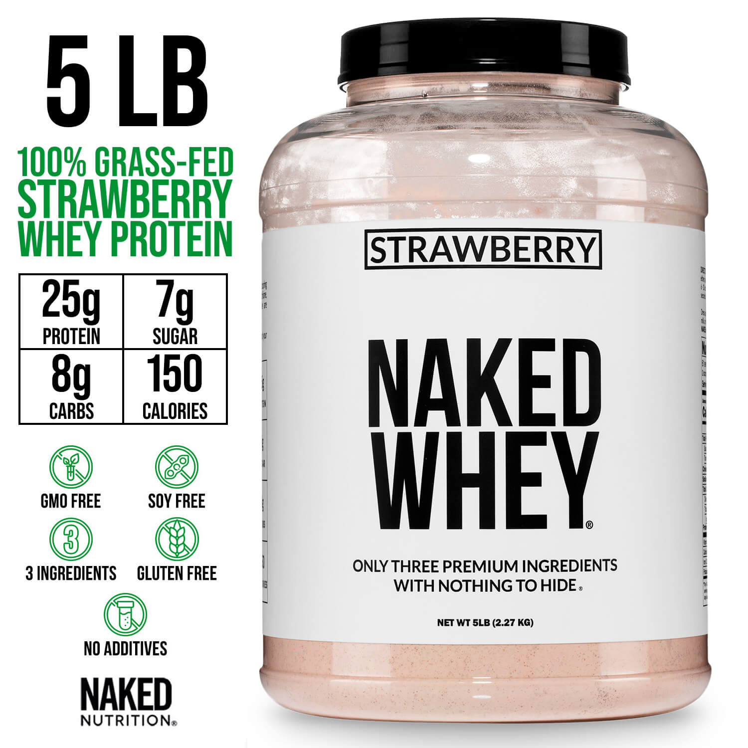 Strawberry Whey Protein Powder - Strawberry - Value Size Made for Shakes, Smoothies and Recipes