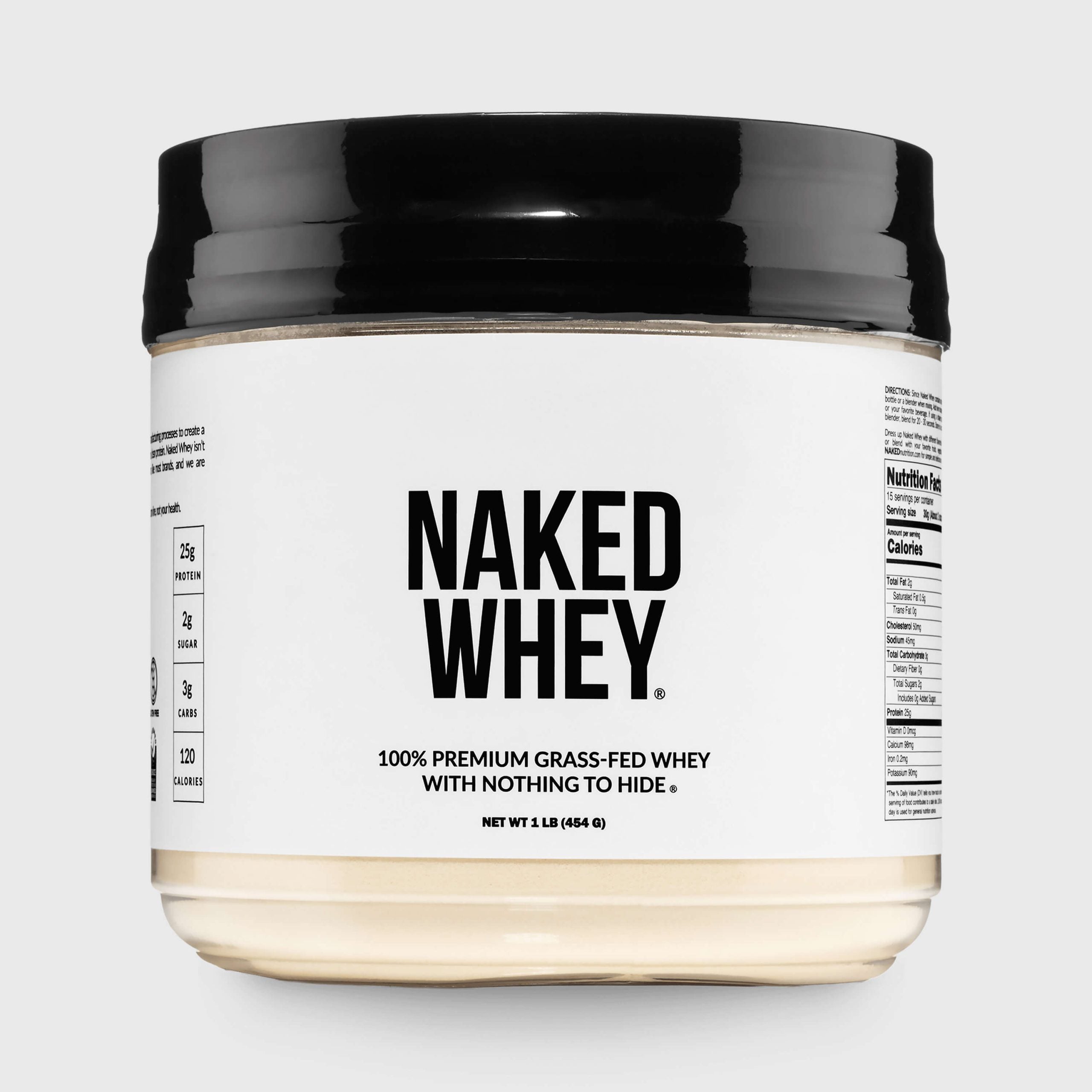 Grass Fed Whey Protein Powder - Unflavored - Compact Size Made for Shakes, Smoothies and Recipes