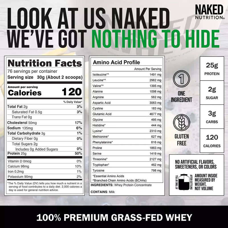 Grass Fed Whey Protein Powder - Unflavored - Bulk Size Made for Shakes, Smoothies and Recipes