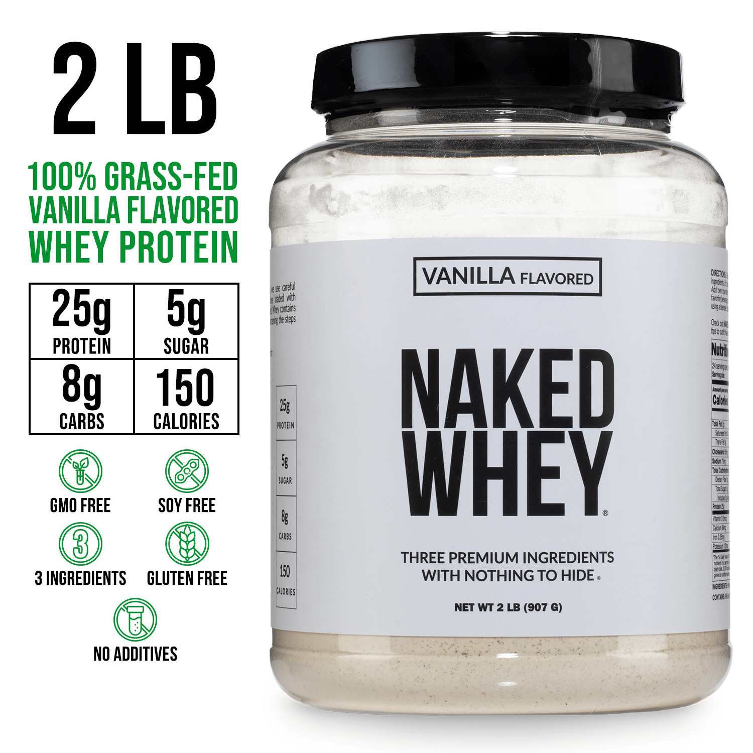 Vanilla Whey Protein Powder - Vanilla - Standard Size Made for Shakes, Smoothies and Recipes
