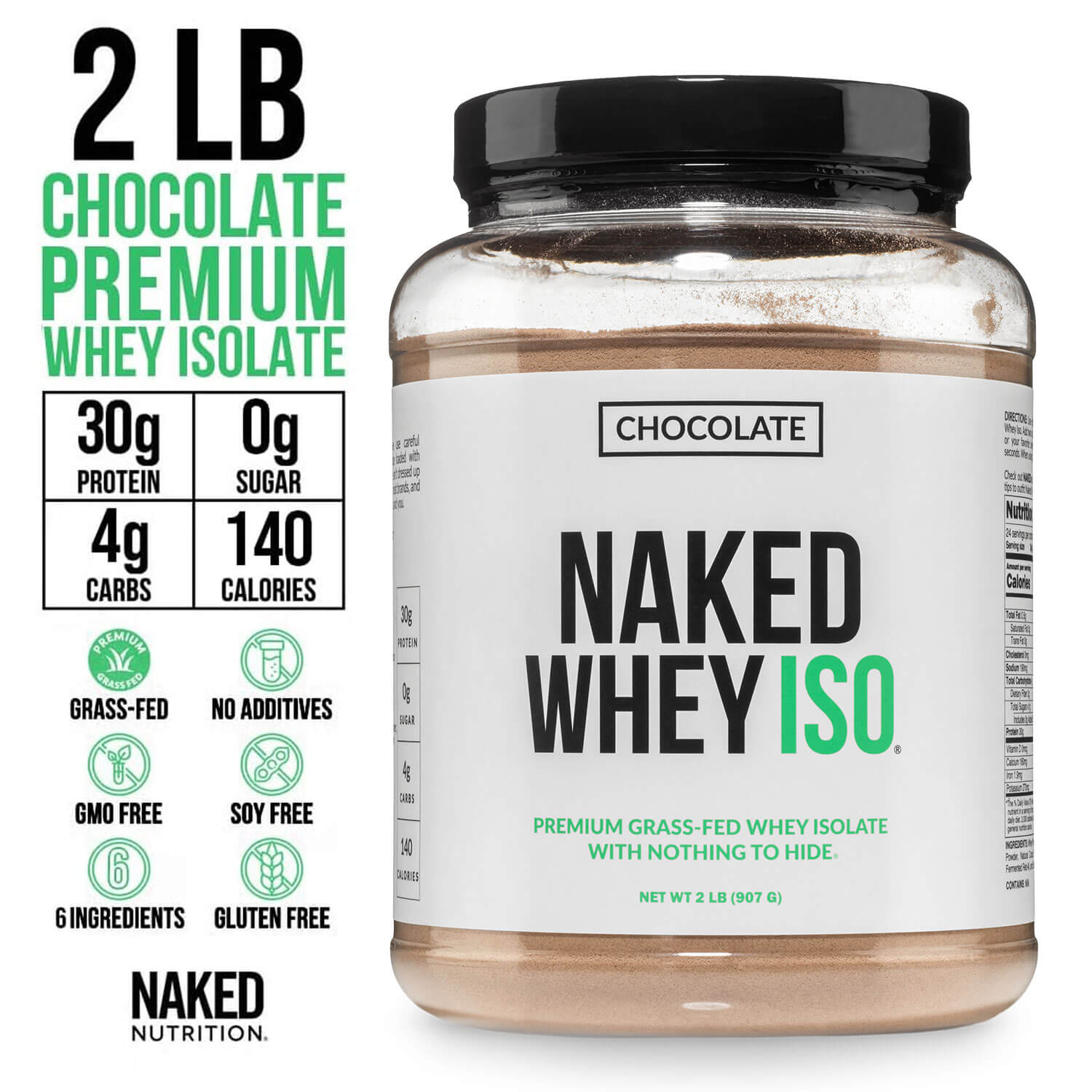 Chocolate Grass - Fed Whey Isolate Protein Powder - Chocolate Made for Shakes, Smoothies and Recipes