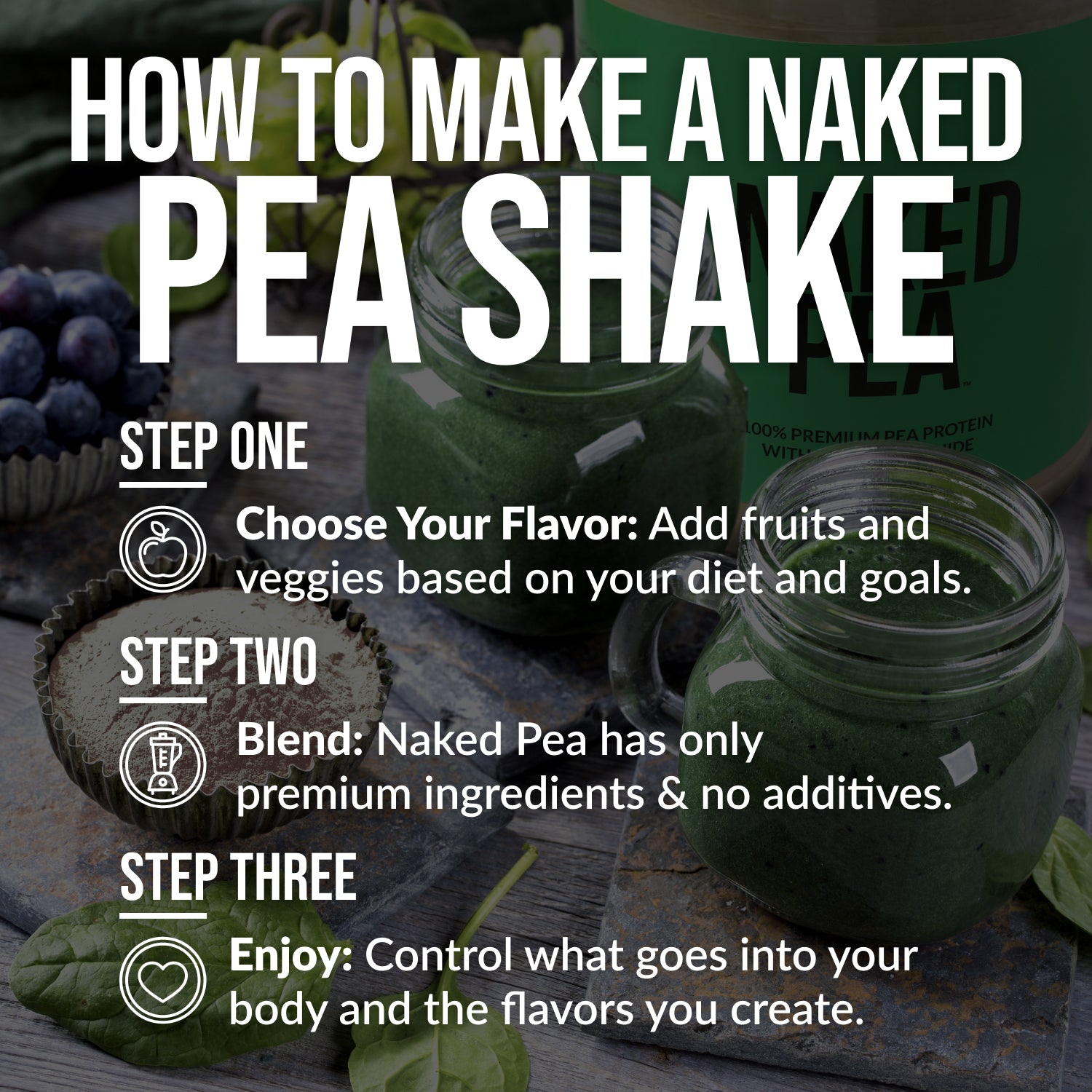 Chocolate Peanut Butter Pea Protein Powder - Chocolate PB - Chocolate Formula Made for Shakes, Smoothies and Recipes