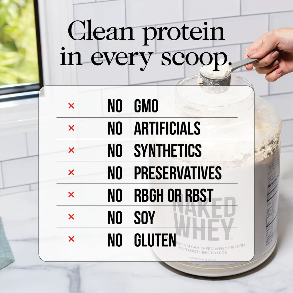 Grass Fed Whey Protein Powder - Unflavored - Standard Size Made for Shakes, Smoothies and Recipes