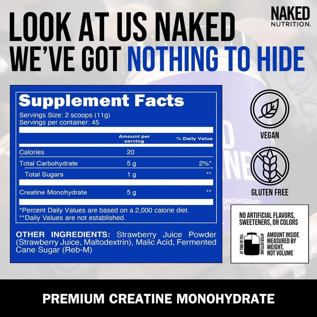 Strawberry Creatine Monohydrate Powder - Strawberry Made for Quick Mixing Around Workouts