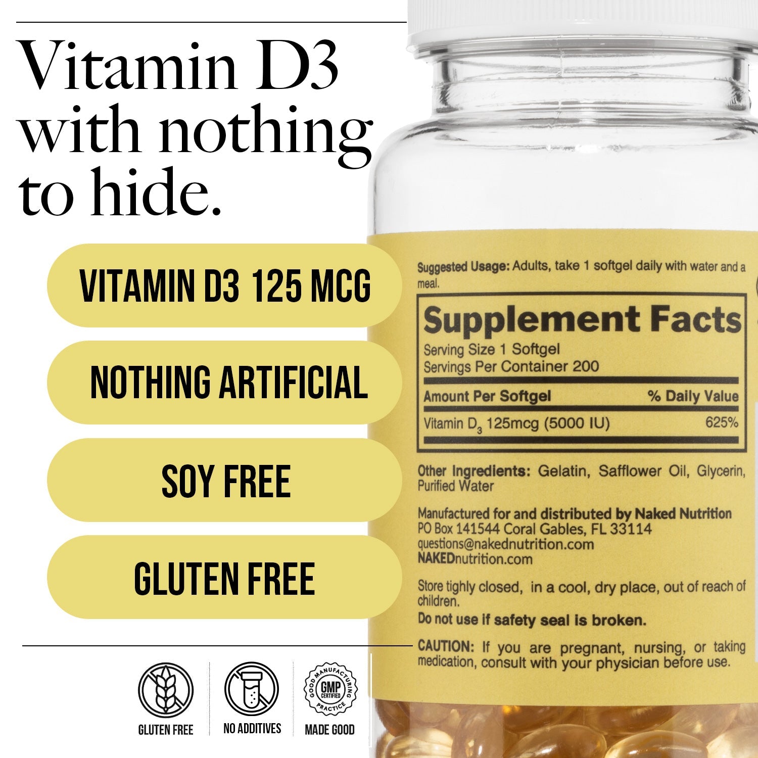 Daily Vitamin D3 Supplement - Vitamin D3 Made for Easy, Consistent Everyday Use