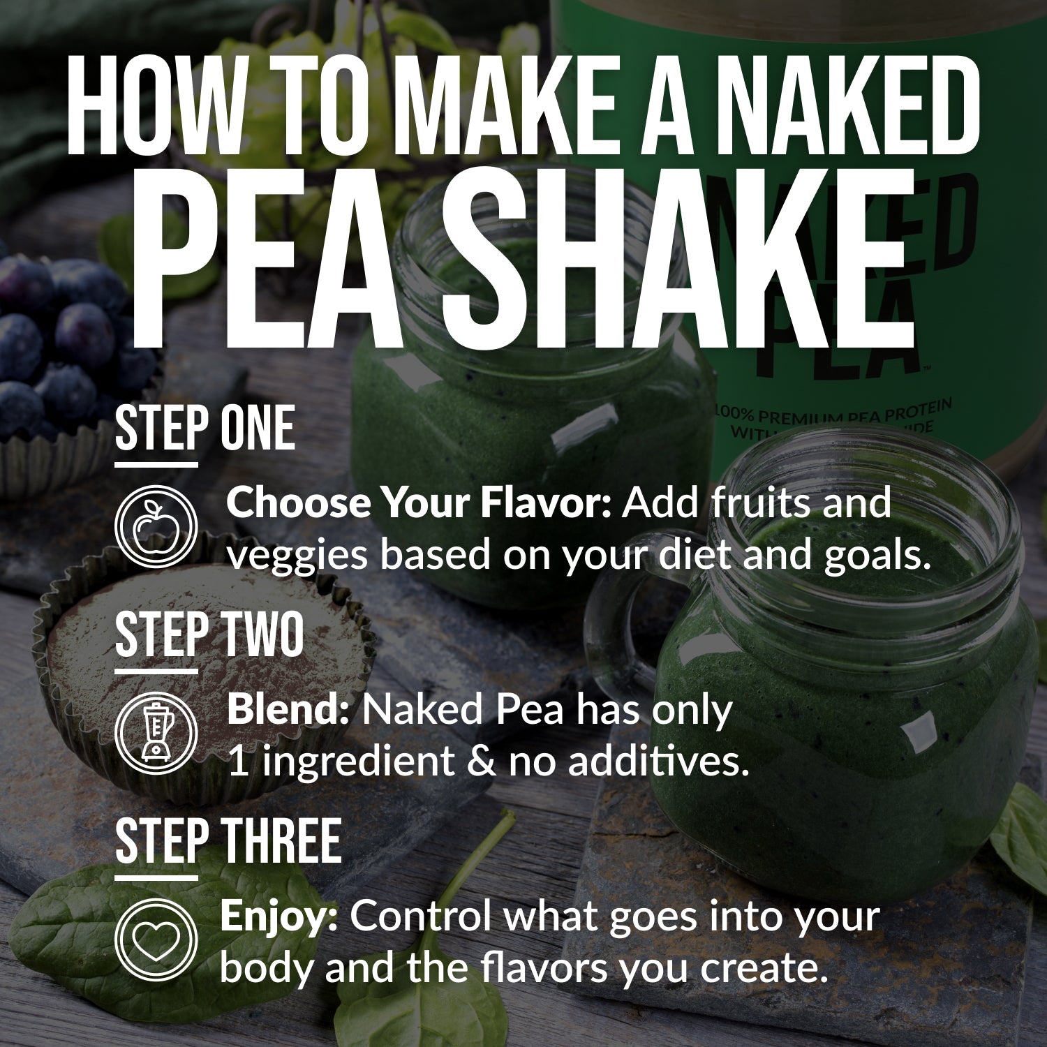 Pea Protein Powder - Unflavored - Standard Size Made for Shakes, Smoothies and Recipes