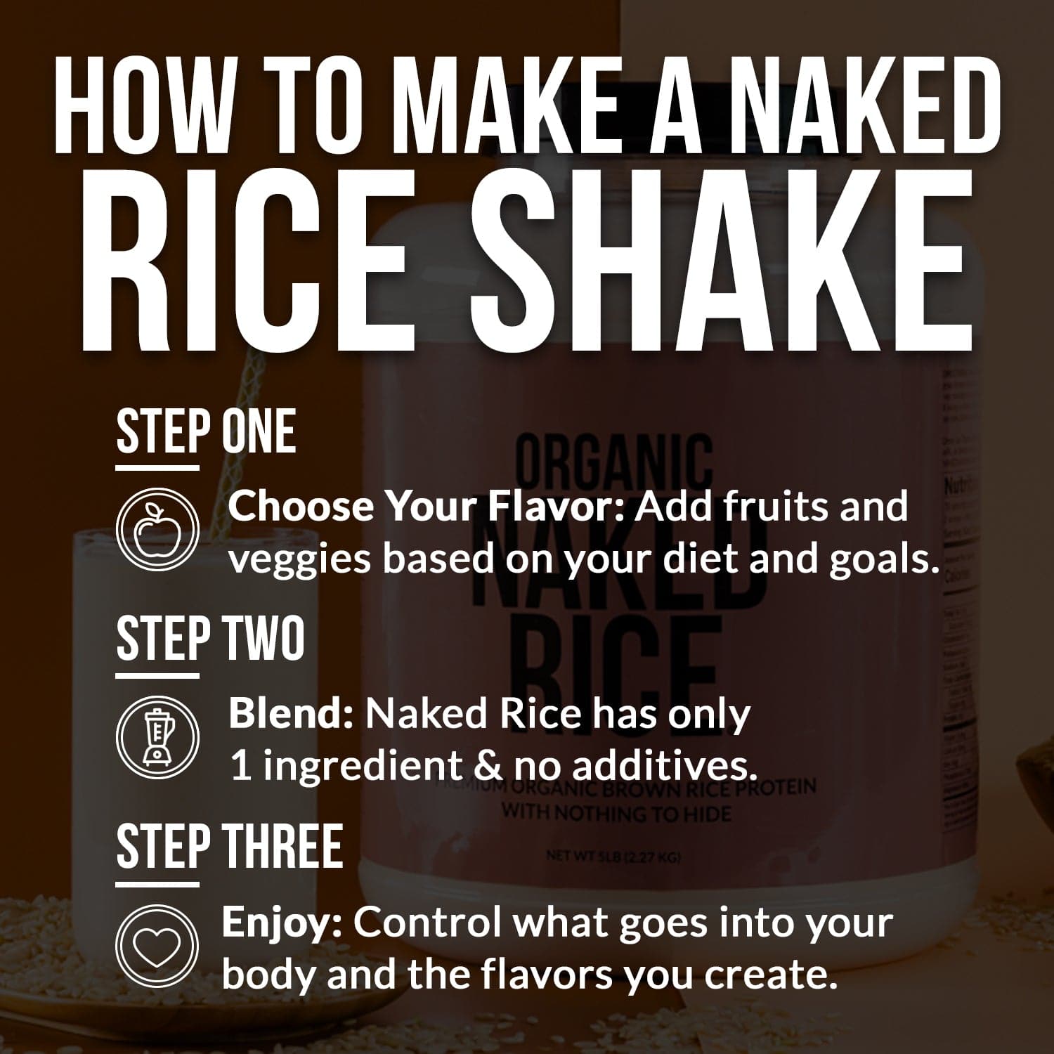 Organic Brown Rice Protein Powder - 5LB Unflavored Made for Shakes, Smoothies and Recipes