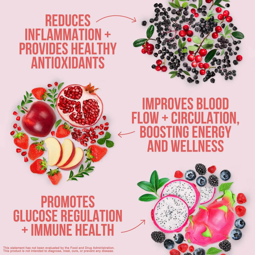 Red Fruit and Vegetable Blend Powder Made for Flexible Home or Travel Use