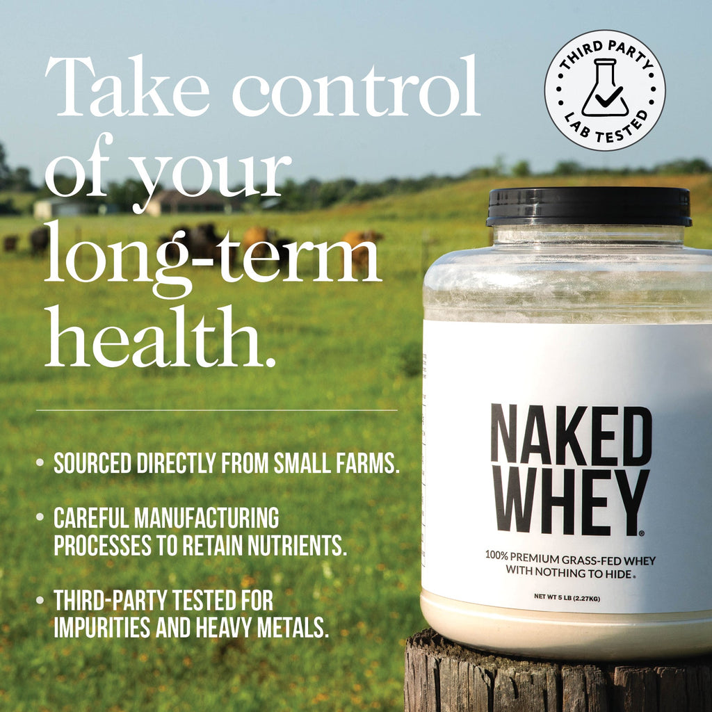 Grass Fed Whey Protein Powder - Unflavored - Compact Size Made for Shakes, Smoothies and Recipes