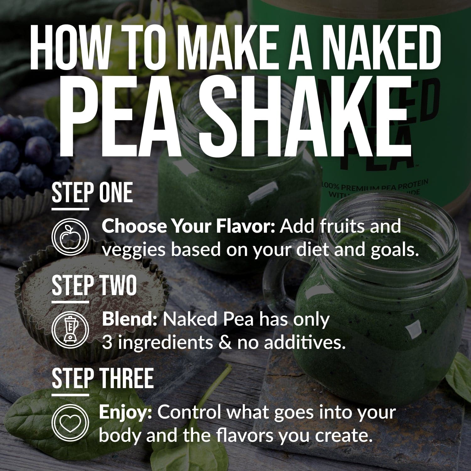 Vanilla Pea Protein Powder - Vanilla - Standard Size Made for Shakes, Smoothies and Recipes