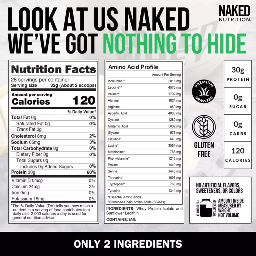 Grass Fed Whey Isolate Protein Powder - Unflavored Made for Shakes, Smoothies and Recipes